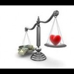 scales with money and heart